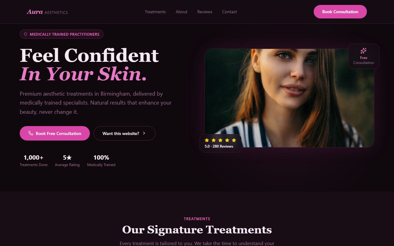 Aura Aesthetics website