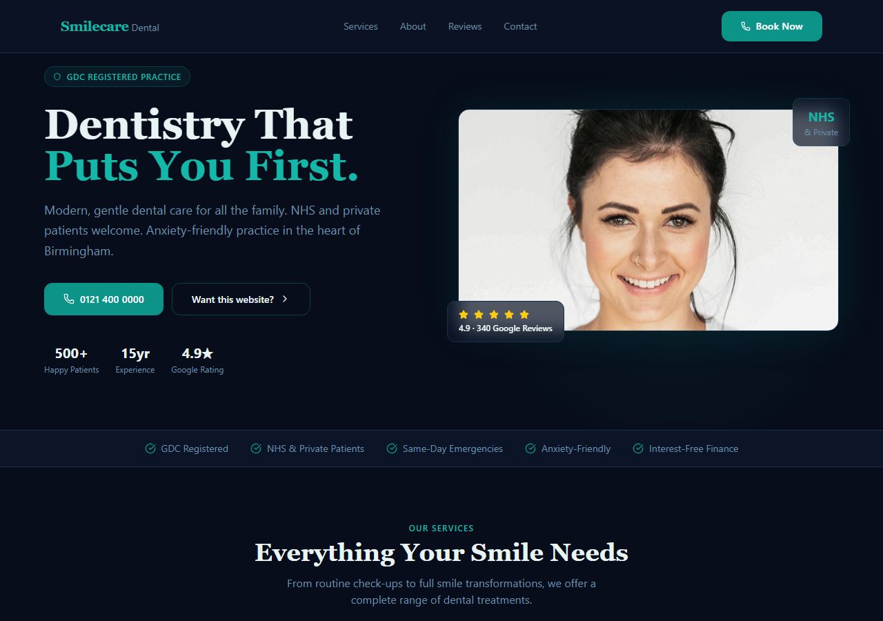 Smilecare Dental website