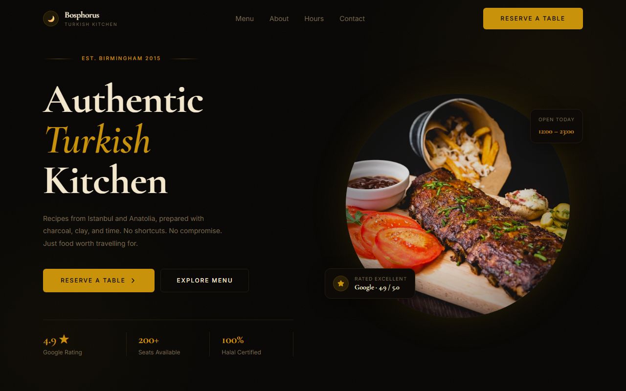 Bosphorus Turkish Kitchen website