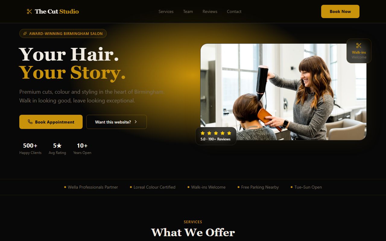 The Cut Studio website
