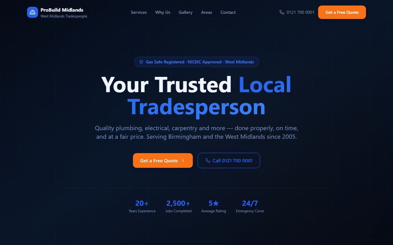 ProBuild Midlands website